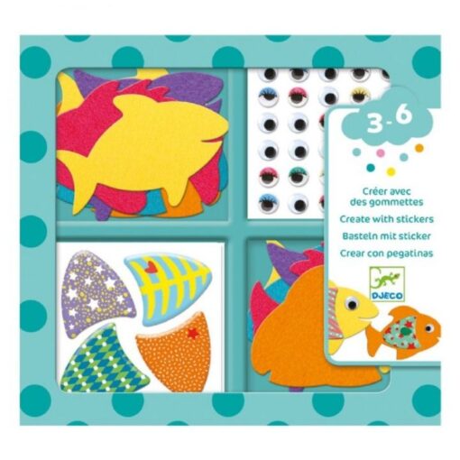 Crear con pegatinas peces djeco